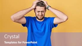  Presentation with migraine - Theme with hispanic-man-with-beard-standing background and a cobalt blue colored foreground