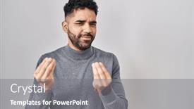  Presentation with salary - PPT theme enhanced with hispanic-man-with-beard-standing background and a gray colored foreground