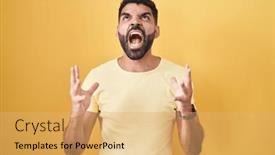  Presentation with frustration - Theme consisting of hispanic-man-with-beard-standing background and a yellow colored foreground