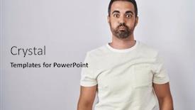  Presentation with puffing - Slide set featuring hispanic-man-with-beard-standing background and a light gray colored foreground