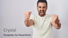  Presentation with anger - Presentation theme having hispanic-man-with-beard-standing background and a light gray colored foreground