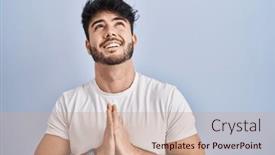  Presentation with hope - PPT theme consisting of hispanic-man-with-beard-standing background and a coral colored foreground