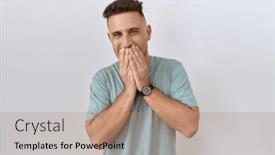  Presentation with scandal - Slide deck having hispanic-man-with-beard-standing background and a coral colored foreground