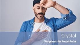  Presentation with fever - Slides having hispanic-man-with-beard-standing background and a teal colored foreground
