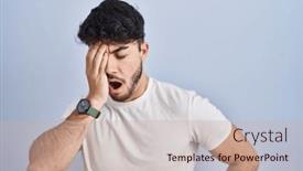  Presentation with face pain - PPT theme enhanced with hispanic-man-with-beard-standing background and a soft green colored foreground