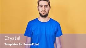  Presentation with simple - Presentation having hispanic-man-with-beard-standing background and a cobalt blue colored foreground