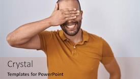  Presentation with blind - Slide deck featuring hispanic-man-with-beard-standing background and a  colored foreground