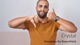  Presentation with conflict - PPT theme enhanced with hispanic-man-with-beard-standing background and a red colored foreground