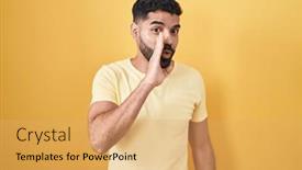  Presentation with beard - Presentation theme with hispanic-man-with-beard-standing background and a yellow colored foreground