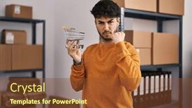  Presentation with beard - Presentation theme having hispanic-man-with-beard-standing background and a tawny brown colored foreground