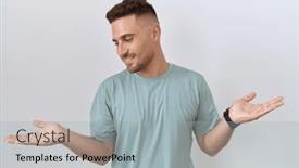  Presentation with beard - Presentation design having hispanic-man-with-beard-standing background and a light gray colored foreground