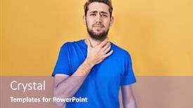  Presentation with sore throat - PPT layouts enhanced with hispanic-man-with-beard-standing and a cobalt blue colored foreground