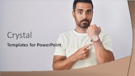  Presentation with beard - Presentation theme enhanced with hispanic-man-with-beard-standing background and a light gray colored foreground