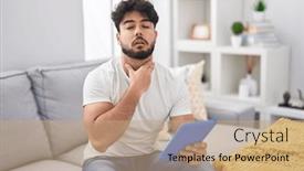  Presentation with sore throat - Presentation theme consisting of hispanic-man-with-beard-using background and a coral colored foreground