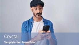  Presentation with simple - Slide deck featuring hispanic-man-with-beard-using background and a teal colored foreground