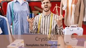  Presentation with frustration - PPT layouts consisting of hispanic-man-with-beard-using background and a coral colored foreground