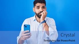  Presentation with anxiety - Slides featuring hispanic-man-with-beard-using background and a light blue colored foreground