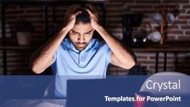  Presentation with migraine - Presentation design having hispanic-man-with-beard-using background and a ocean colored foreground