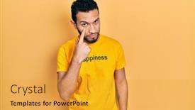  Presentation with beard - PPT theme enhanced with hispanic-man-with-beard-wearing background and a gold colored foreground