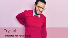  Presentation with back pain - PPT theme consisting of hispanic-man-with-beard-wearing background and a  colored foreground