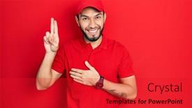  Presentation with beard - Slides enhanced with hispanic-man-with-beard-wearing background and a red colored foreground