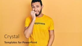  Presentation with beard - PPT theme consisting of hispanic-man-with-beard-wearing background and a gold colored foreground