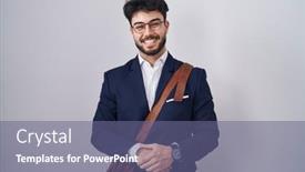  Presentation with success business - PPT theme having hispanic-man-with-beard-wearing background and a ocean colored foreground