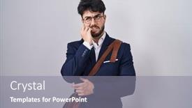  Presentation with beard - Presentation theme having hispanic-man-with-beard-wearing background and a gray colored foreground