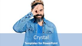  Presentation with king crown - Slide deck with hispanic-man-with-beard-wearing background and a teal colored foreground
