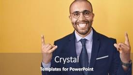  Presentation with rock music - Presentation theme with hispanic-man-with-beard-wearing background and a navy blue colored foreground