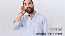  Presentation with hearing - Theme enhanced with hispanic-man-with-beard-wearing background and a sky blue colored foreground
