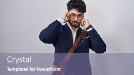  Presentation with music business - Presentation enhanced with hispanic-man-with-beard-wearing background and a ocean colored foreground