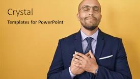  Presentation with tie - Presentation featuring hispanic-man-with-beard-wearing background and a yellow colored foreground