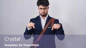  Presentation with direction - Slide set with hispanic-man-with-beard-wearing background and a ocean colored foreground