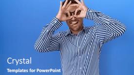  Presentation with tongue - Slide deck consisting of hispanic-man-with-beard-wearing background and a teal colored foreground