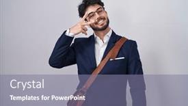  Presentation with beard - PPT theme consisting of hispanic-man-with-beard-wearing background and a gray colored foreground