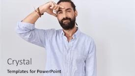  Presentation with skin infection - Slides with hispanic-man-with-beard-wearing background and a sky blue colored foreground