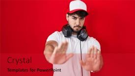  Presentation with beard - PPT theme having hispanic-man-with-beard-wearing and a crimson colored foreground