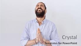  Presentation with praying hands - PPT theme with hispanic-man-with-beard-wearing background and a lemonade colored foreground
