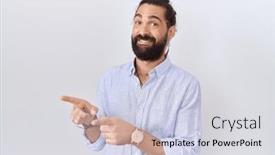  Presentation with beard - Presentation design consisting of hispanic-man-with-beard-wearing background and a  colored foreground