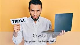  Presentation with beard - PPT theme enhanced with hispanic-man-with-beard-working background and a light gray colored foreground