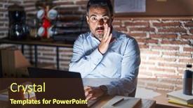  Presentation with beard - PPT layouts with hispanic-man-with-beard-working background and a tawny brown colored foreground