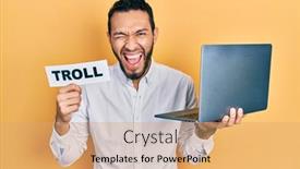  Presentation with working - Theme enhanced with hispanic-man-with-beard-working background and a coral colored foreground