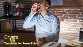  Presentation with office - Slides with hispanic-man-with-beard-working background and a tawny brown colored foreground