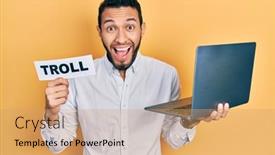  Presentation with beard - PPT layouts consisting of hispanic-man-with-beard-working background and a coral colored foreground