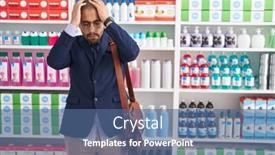  Presentation with salesman - PPT theme featuring hispanic-man-with-beard-working background and a ocean colored foreground