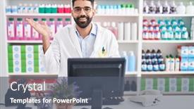  Presentation with hand palm - Presentation theme featuring hispanic-man-with-beard-working background and a gray colored foreground