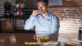  Presentation with lips mouth - Slide set with hispanic-man-with-beard-working background and a tawny brown colored foreground