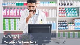  Presentation with health-care - Slide deck featuring hispanic-man-with-beard-working background and a gray colored foreground