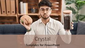  Presentation with puffing - Presentation having hispanic-man-with-beard-working background and a coral colored foreground